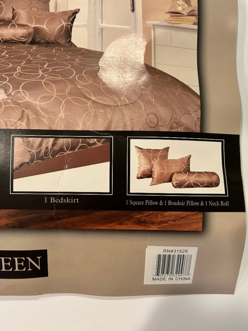 Queen 7-Piece Complete Bedding Set 1 Comforter 2 shams 1 bedskirt 3 pillows